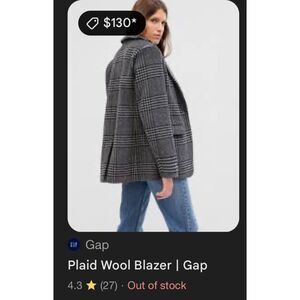 NWOT Womens Petite L Gap Plaid Blazer Jacket $168 Retail